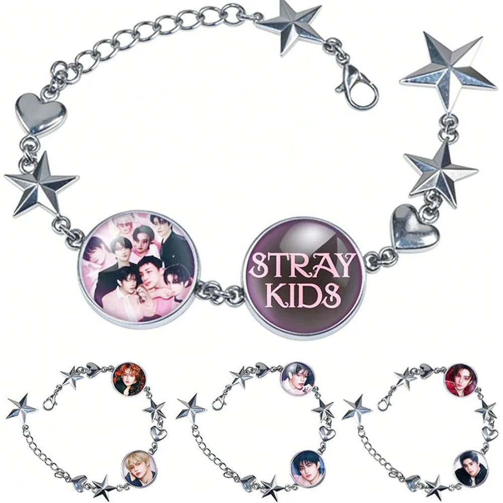 Stray Kids K-pop charm bracelet with member photos fan merch