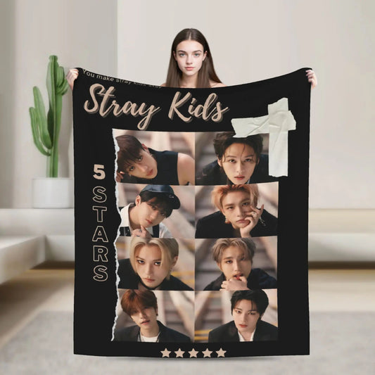 Stray Kids K-pop group fleece blanket fan merch