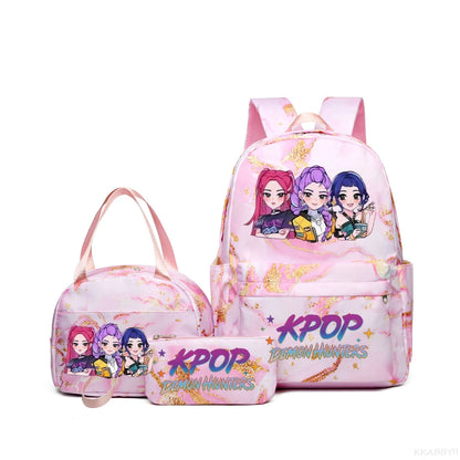 Set 3 Sacs KPop Demon Hunters – Sac à Dos + Tote Bag + Pochette