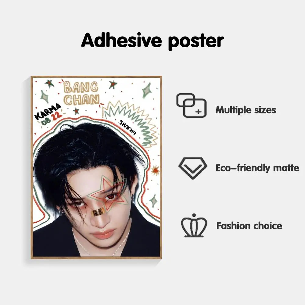 Poster Adhésif Stray Kids – Affiche Murale K-pop KARMA & White | Par Membre STAY