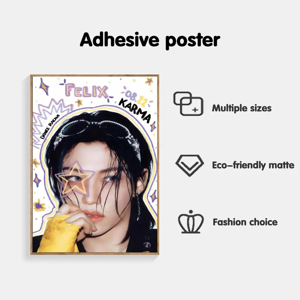 Poster Adhésif Stray Kids – Affiche Murale K-pop KARMA & White | Par Membre STAY