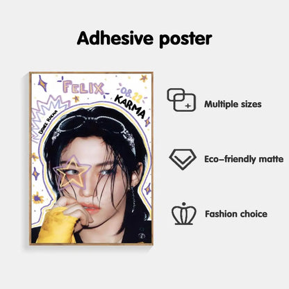 Poster Adhésif Stray Kids – Affiche Murale K-pop KARMA & White | Par Membre STAY