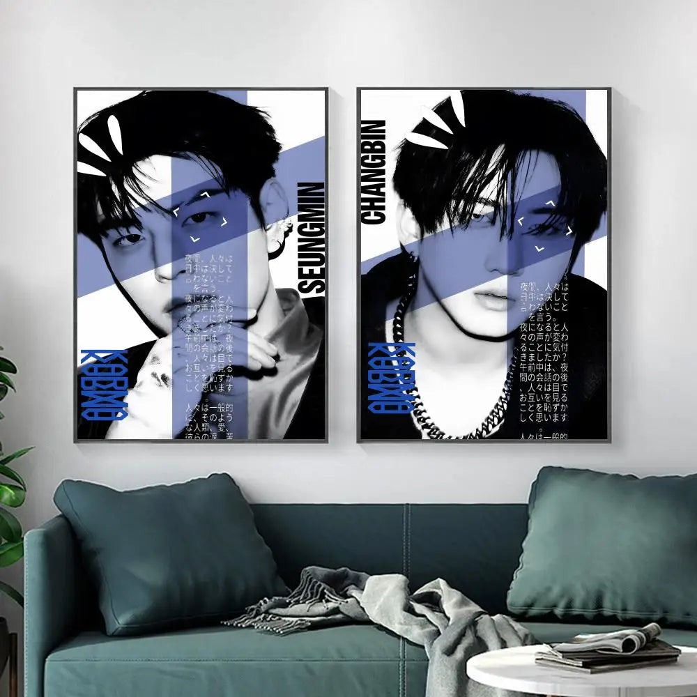 Poster Adhésif Stray Kids – Affiche Murale K-pop KARMA & White | Par Membre STAY