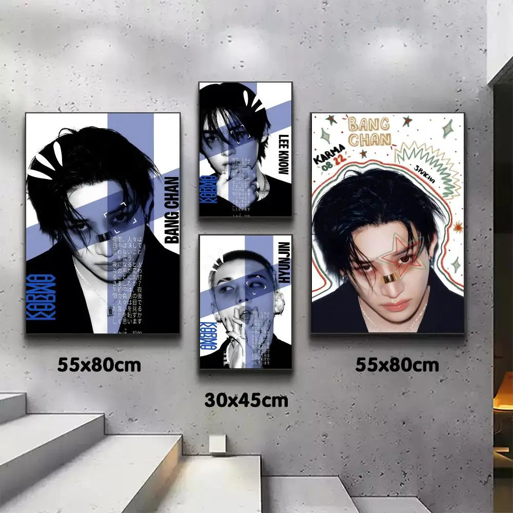 Poster Adhésif Stray Kids – Affiche Murale K-pop KARMA & White | Par Membre STAY