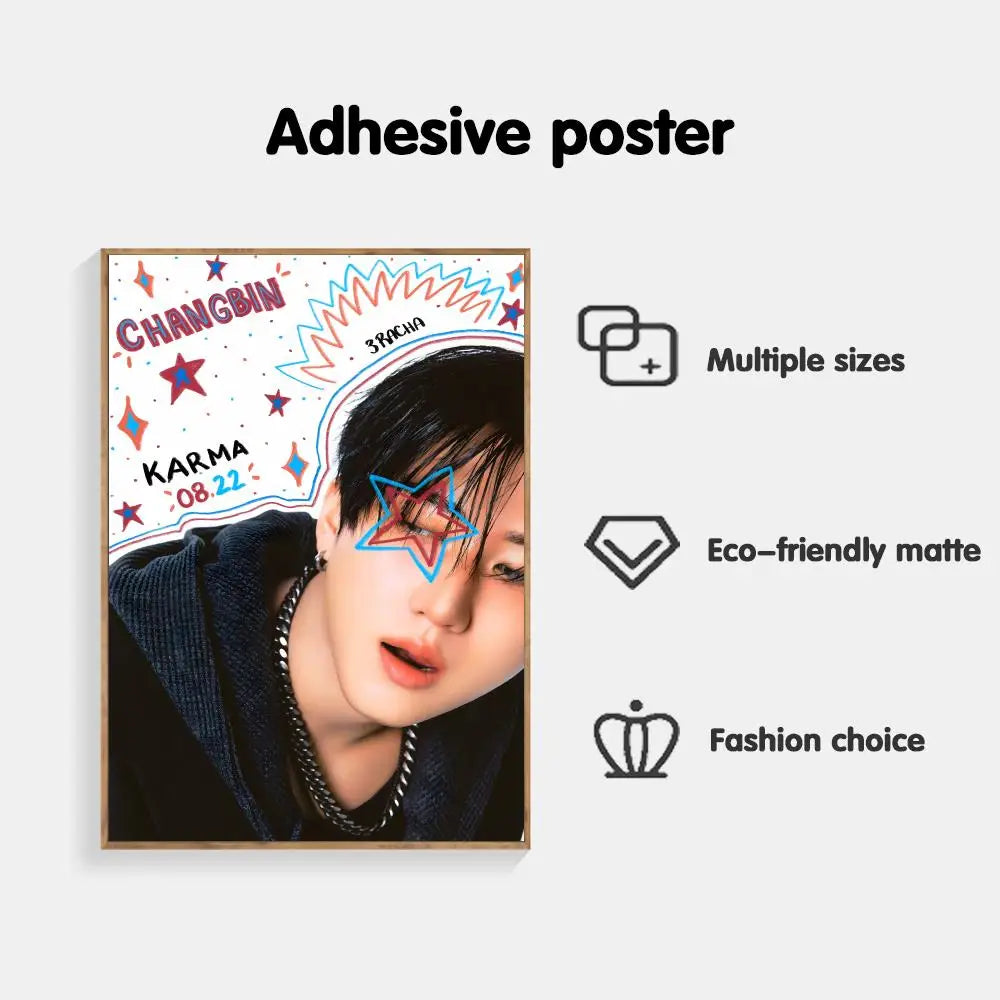 Poster Adhésif Stray Kids – Affiche Murale K-pop KARMA & White | Par Membre STAY