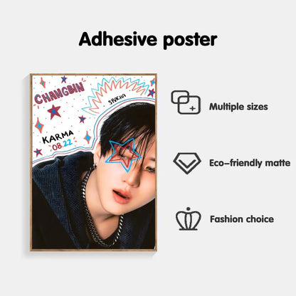 Poster Adhésif Stray Kids – Affiche Murale K-pop KARMA & White | Par Membre STAY