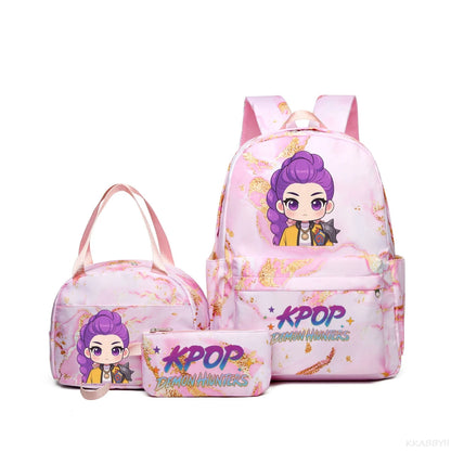 Set 3 Sacs KPop Demon Hunters – Sac à Dos + Tote Bag + Pochette