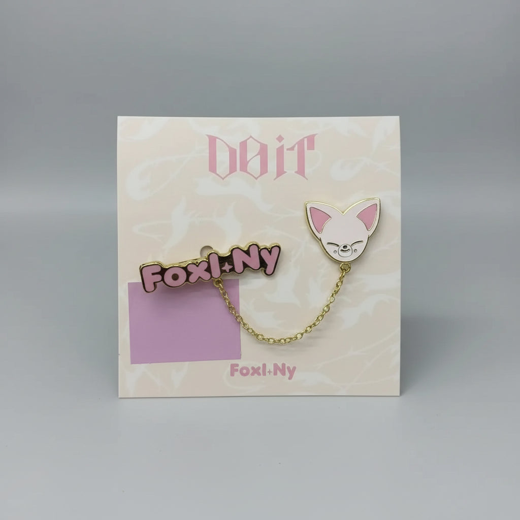  Broche collar pin SKZOO FoxI.Ny Stray Kids DOIT Era - pin métal chaîne dorée