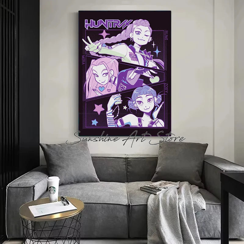 Poster Demon Hunters K-pop – Toile Canvas Déco Murale Chambre Ado