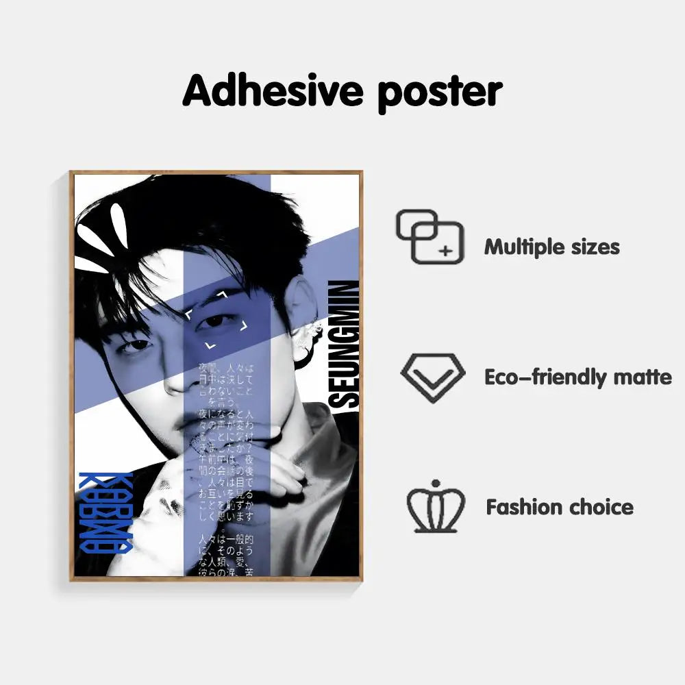 Poster Adhésif Stray Kids – Affiche Murale K-pop KARMA & White | Par Membre STAY