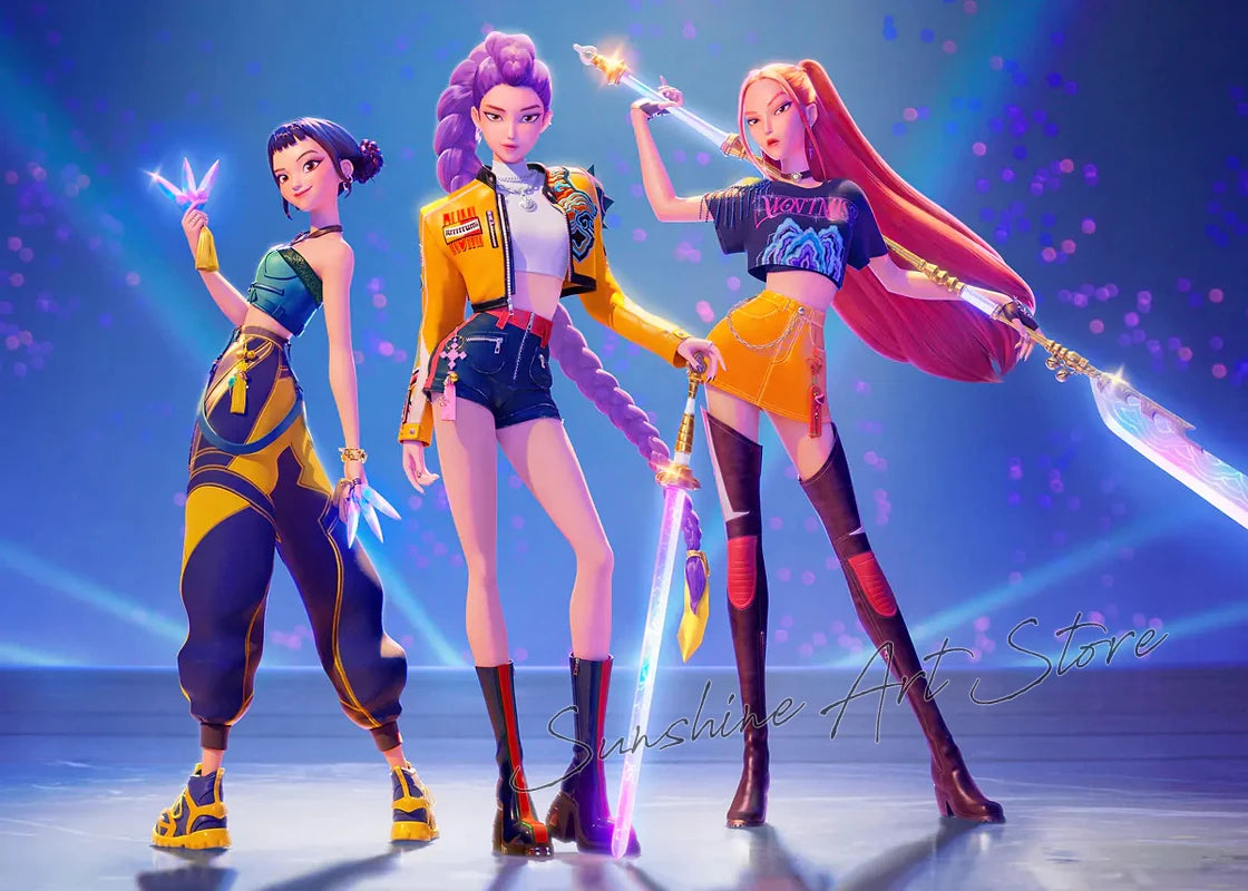 Poster Demon Hunters K-pop – Toile Canvas Déco Murale Chambre Ado