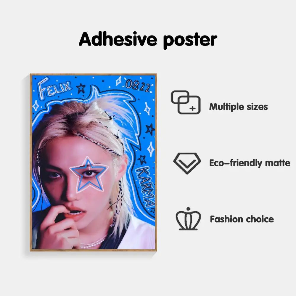 Poster Adhésif Stray Kids – Affiche Murale K-pop KARMA & White | Par Membre STAY