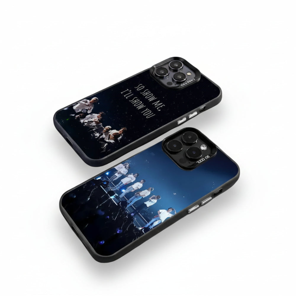 Coque téléphone BTS kpop avec photo du groupe et design concert merch fan iphone cover