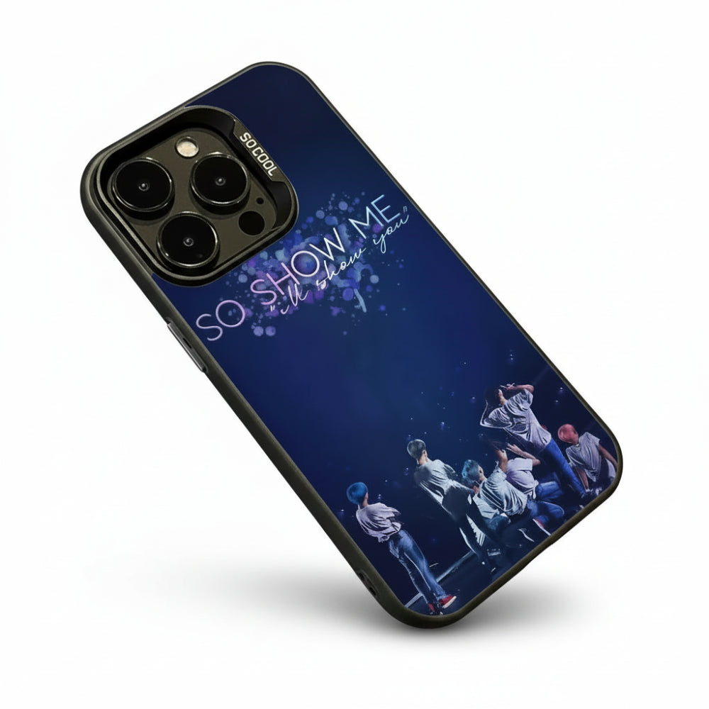 Coque telephone BTS kpop avec paroles so show me ill show you et scene concert design merch fan iphone cover