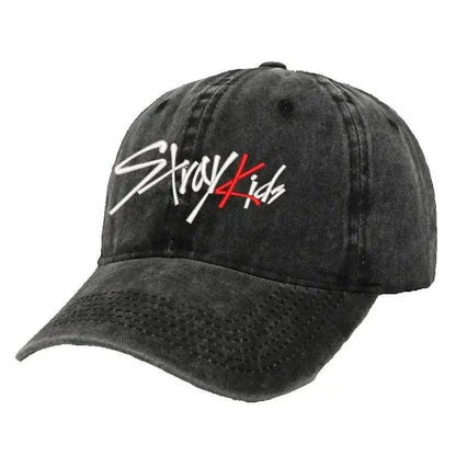 black Stray Kids Kpop logo baseball cap