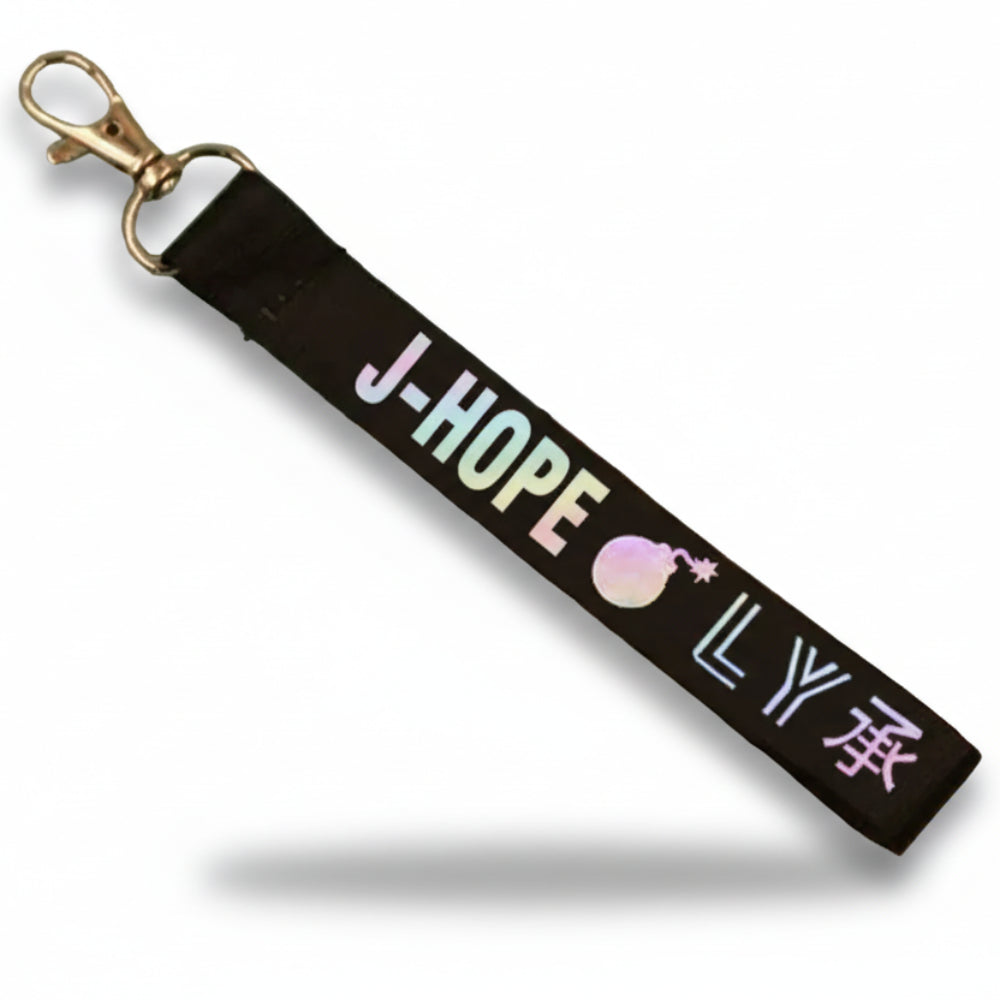 Porte-clés BTS J-Hope Love Yourself noir sangle lanyard kpop merch accessoire fan