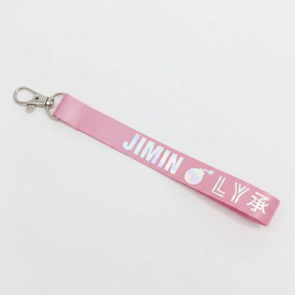 Porte-clés BTS Jimin Love Yourself rose lanyard kpop merch accessoire fan