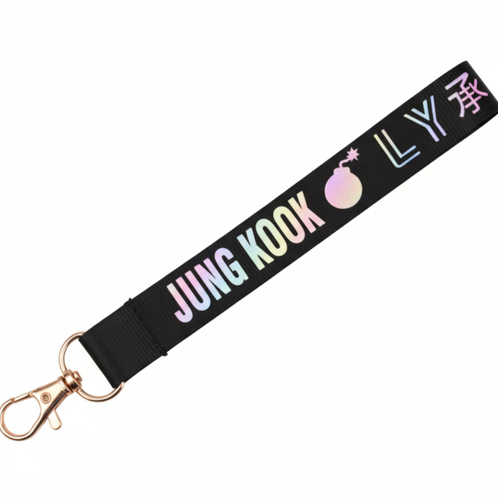 Porte-clés BTS Jungkook Love Yourself noir lanyard kpop merch accessoire fan