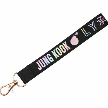 Porte-clés BTS Jungkook Love Yourself noir lanyard kpop merch accessoire fan