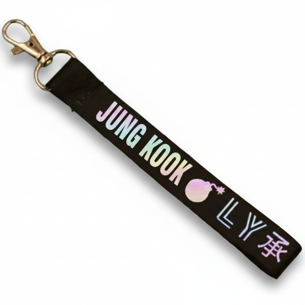 Porte-clés BTS Jungkook Love Yourself noir lanyard kpop merch accessoire fan