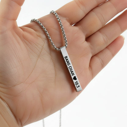 Stray Kids Bang Chan bar necklace K-pop fan jewelry pendant