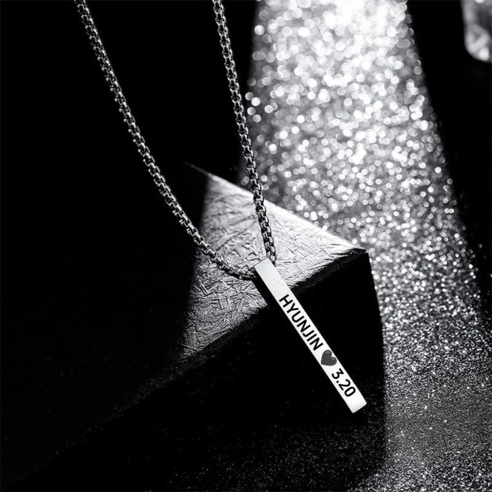 Stray Kids Hyunjin bar necklace K-pop fan jewelry pendant