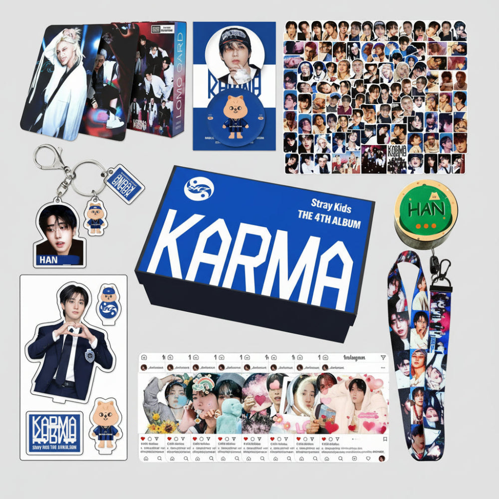 Stray Kids Karma 4th Album merchandise set K-pop photocard keychain stickers