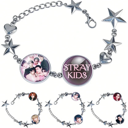 Stray Kids K-pop charm bracelet with member photos fan merch