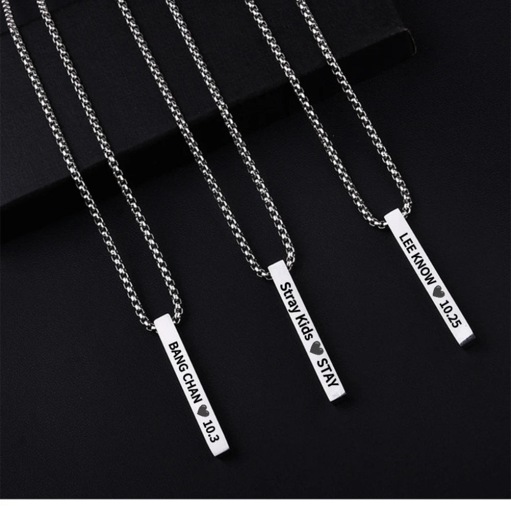 Stray Kids member bar necklace Bang Chan Lee Know K-pop fan jewelry