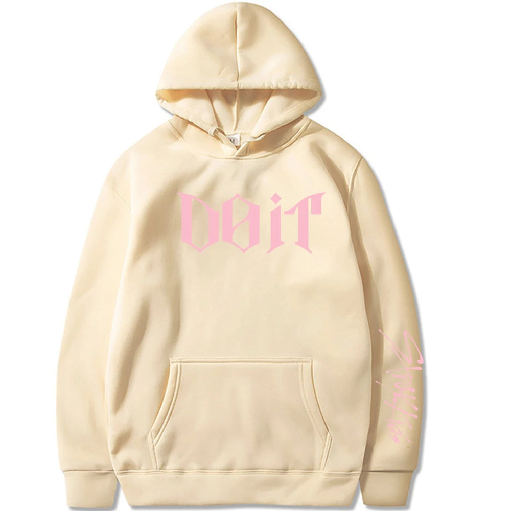 Beige Stray Kids ODD K-pop hoodie fan merch