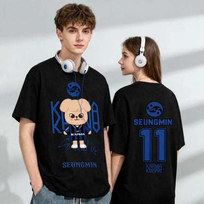 Black Stray Kids Seungmin K-pop T-shirt front and back design