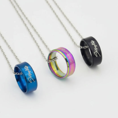 Stray Kids SKZ ring necklace pendant available in blue rainbow and black K-pop fan jewelry
