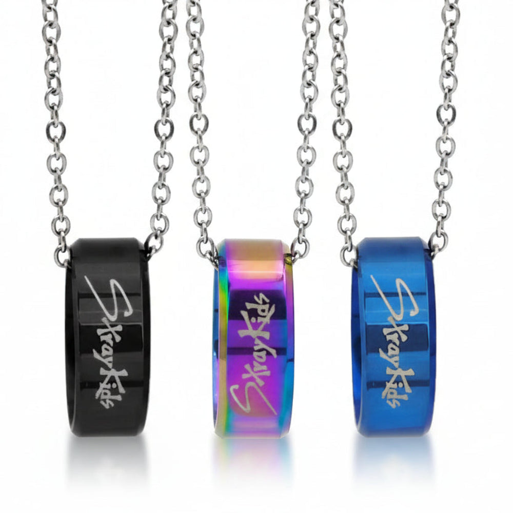 Stray Kids SKZ ring necklace black rainbow blue K-pop fan jewelry