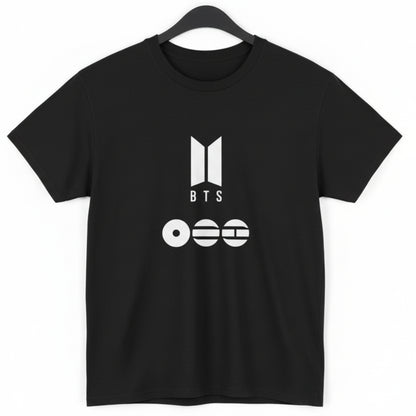 T-shirt BTS World Tour noir unisexe avec design K-pop fan merch